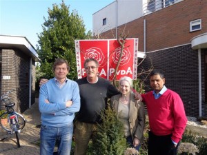 Ons stralende PvdA Lansingerland campagneteam 2014: Raymond Tans, Rene van den Heuvel, Joke Fraterman & Naushad Boedhoe 